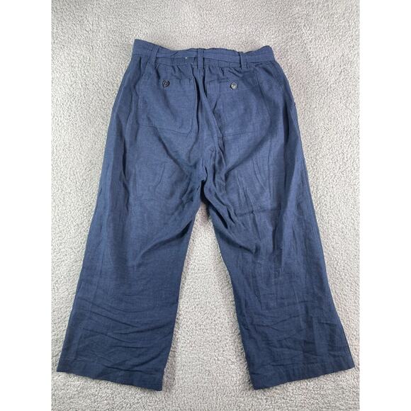 Liz Claiborne Pants Womens XS Blue Linen Blend Comfy Baggy Waist Tie Pockets - Picture 7 of 12